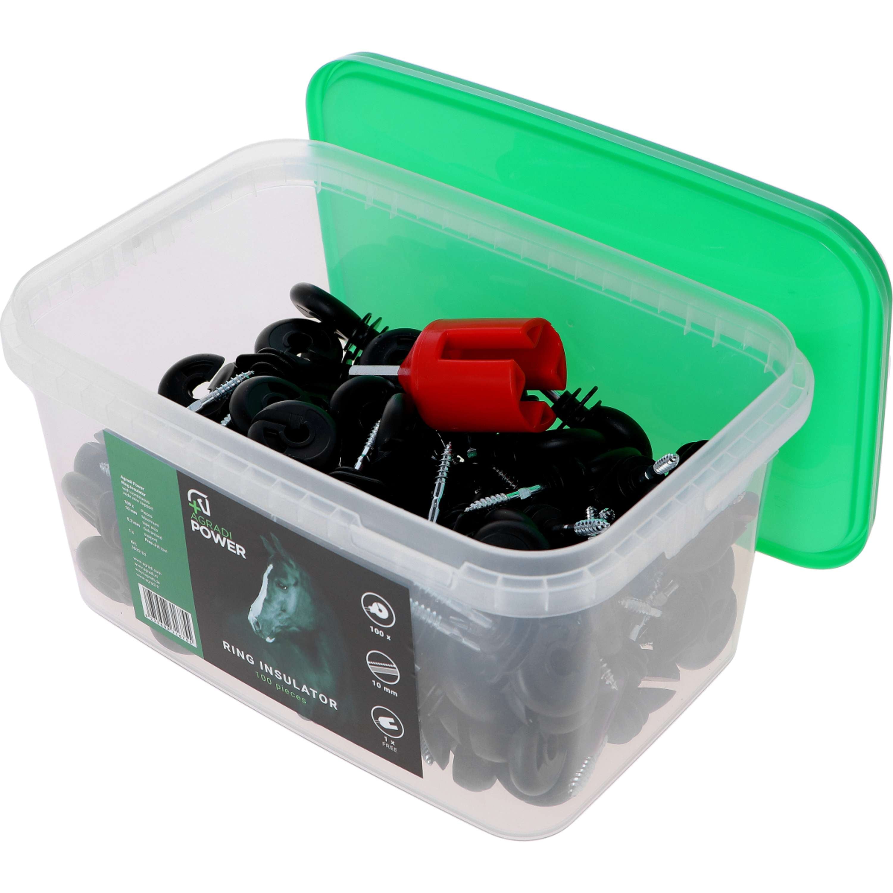 Agradi Power Ring Insulator in Bucket 100 Pieces Black