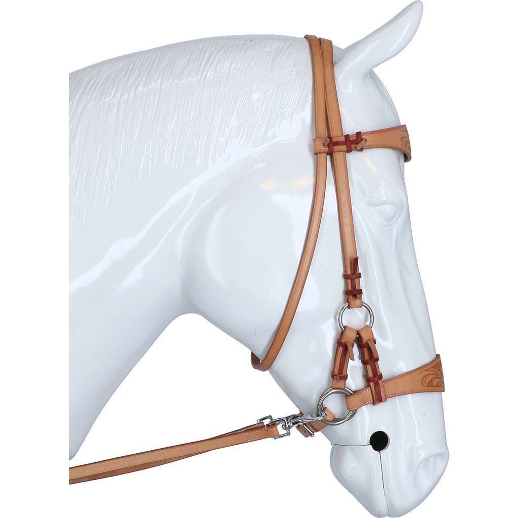 F.R.A. Bit-less Bridle Diego Side Pull Western Split Reins Naturel