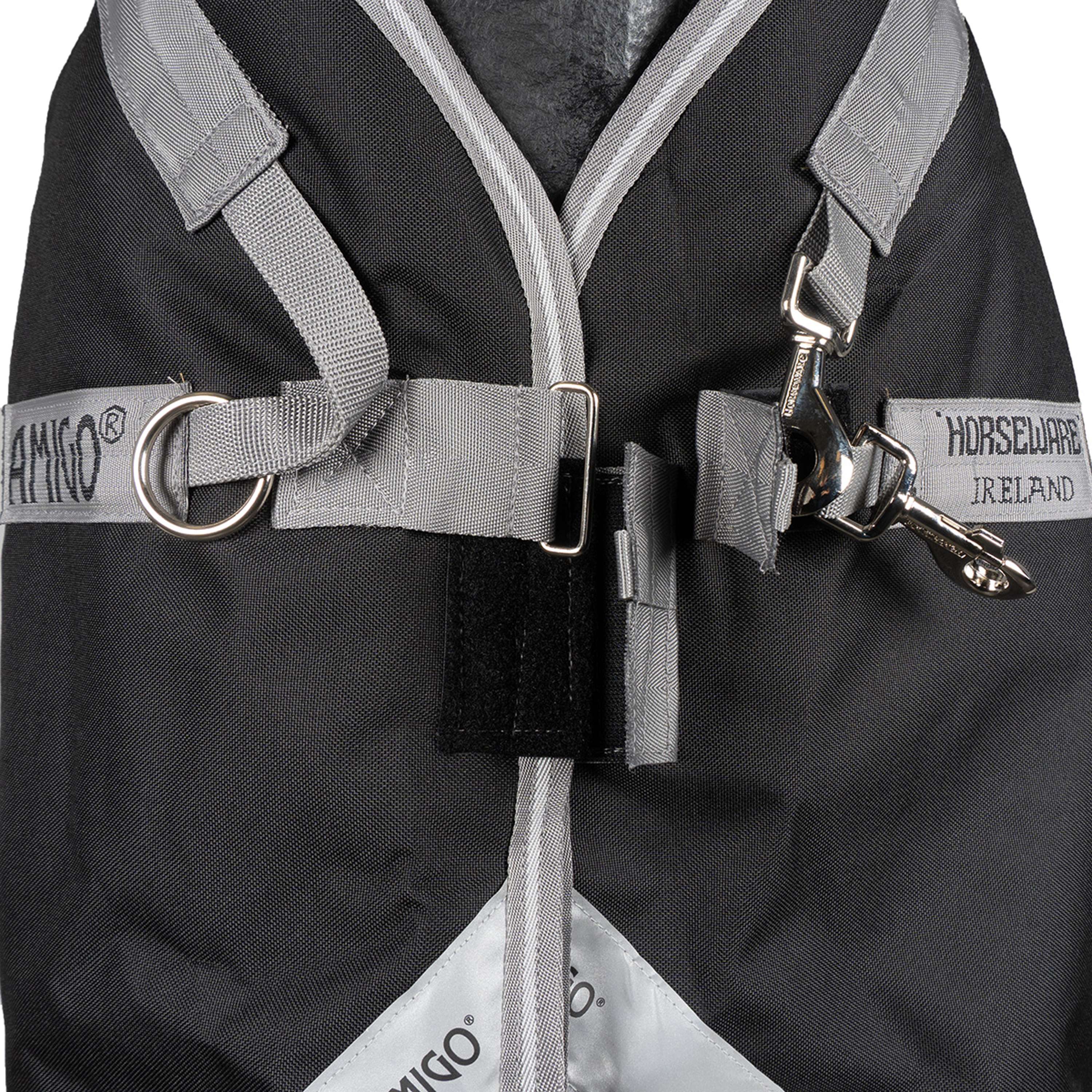 Amigo Turnout Rug Integrated 1200D 250g Black/Titanium Grey/Silver