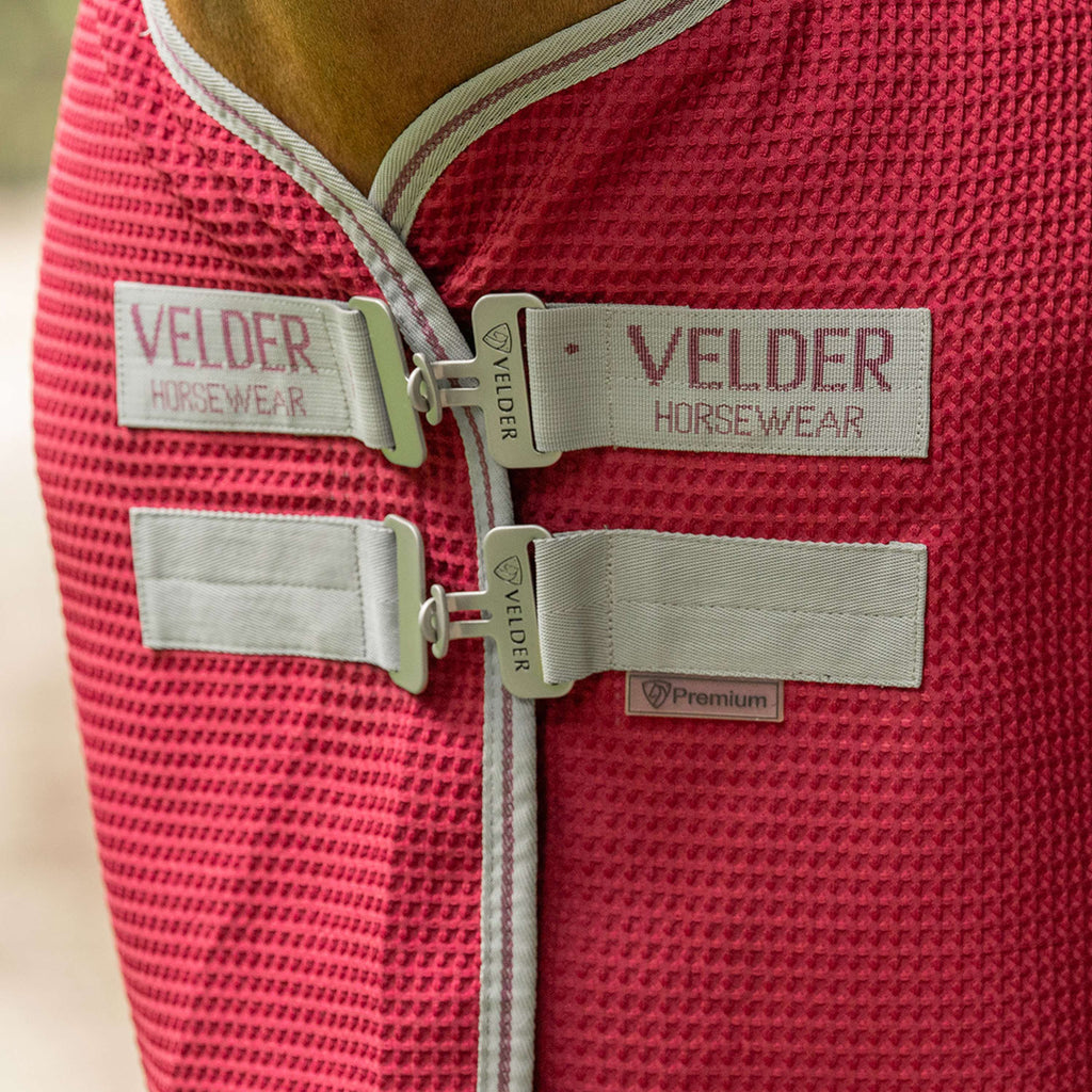Velder Horsewear Premium Pony Waffle Cooler Rug Mulberry Red