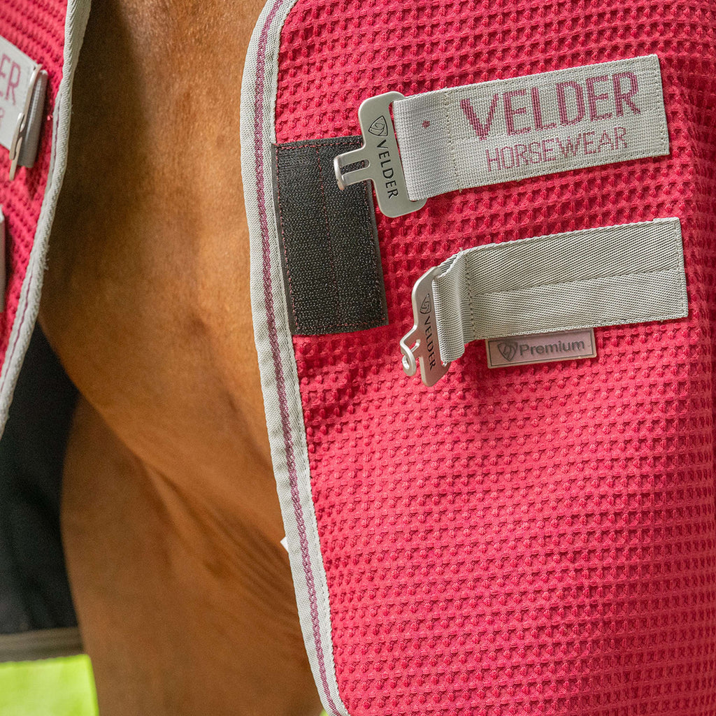 Velder Horsewear Premium Pony Waffle Cooler Rug Mulberry Red