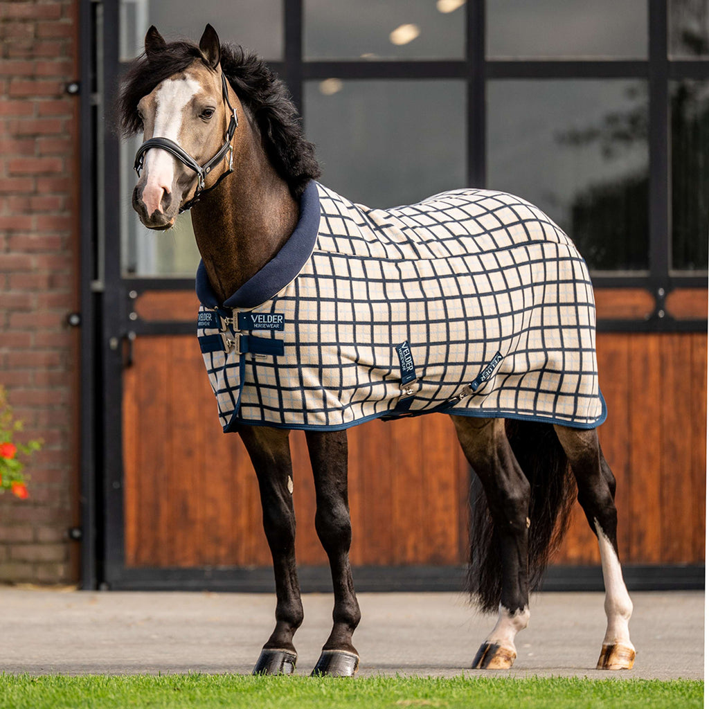 Velder Horsewear Premium Pony Fleece Cooler with Collar Navy Check