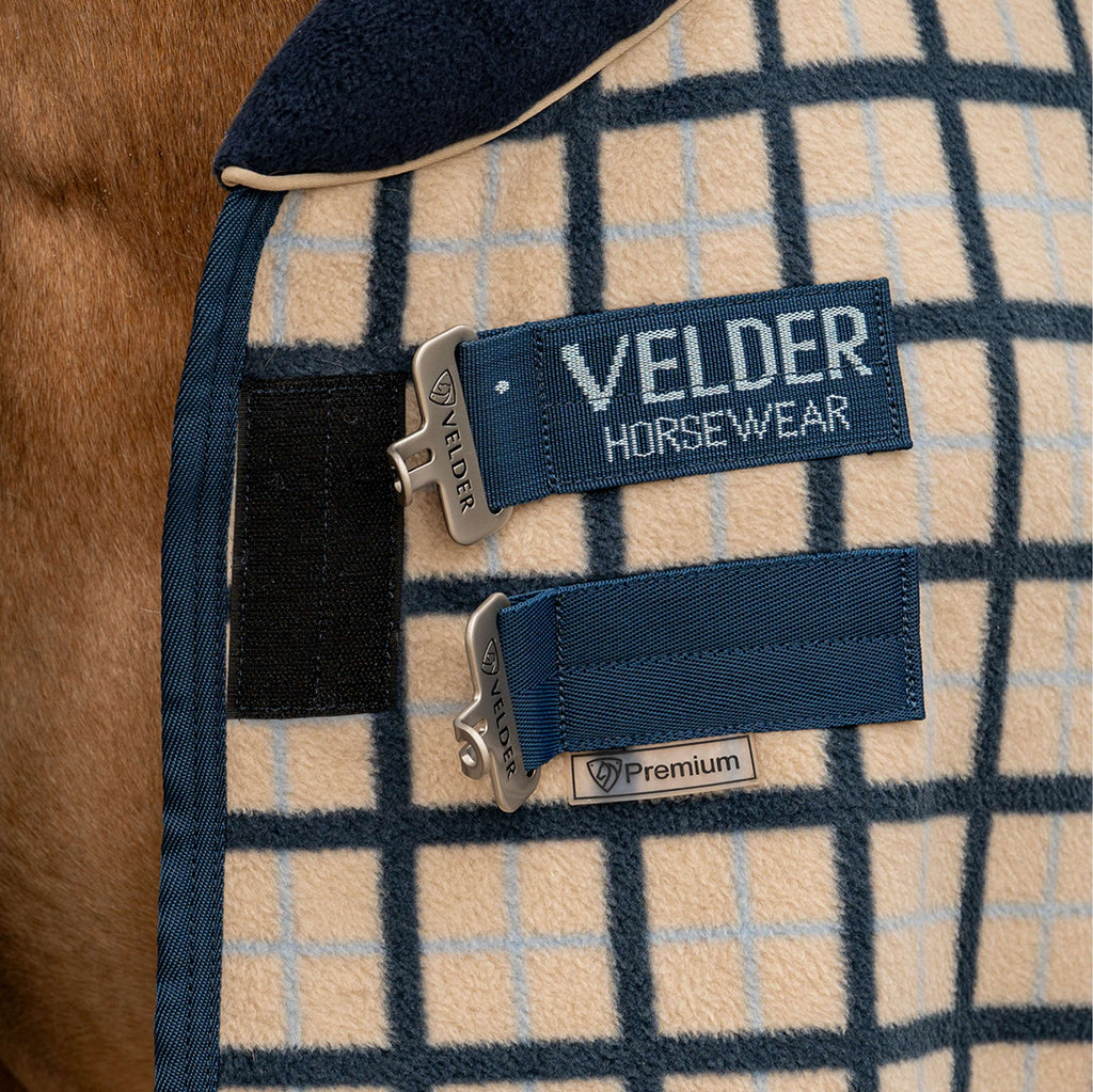 Velder Horsewear Premium Pony Fleece Cooler with Collar Navy Check