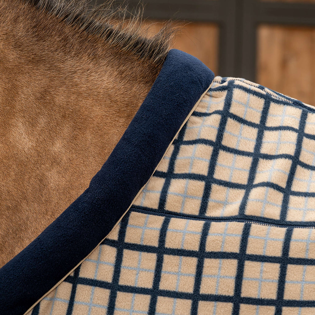 Velder Horsewear Premium Pony Fleece Cooler with Collar Navy Check