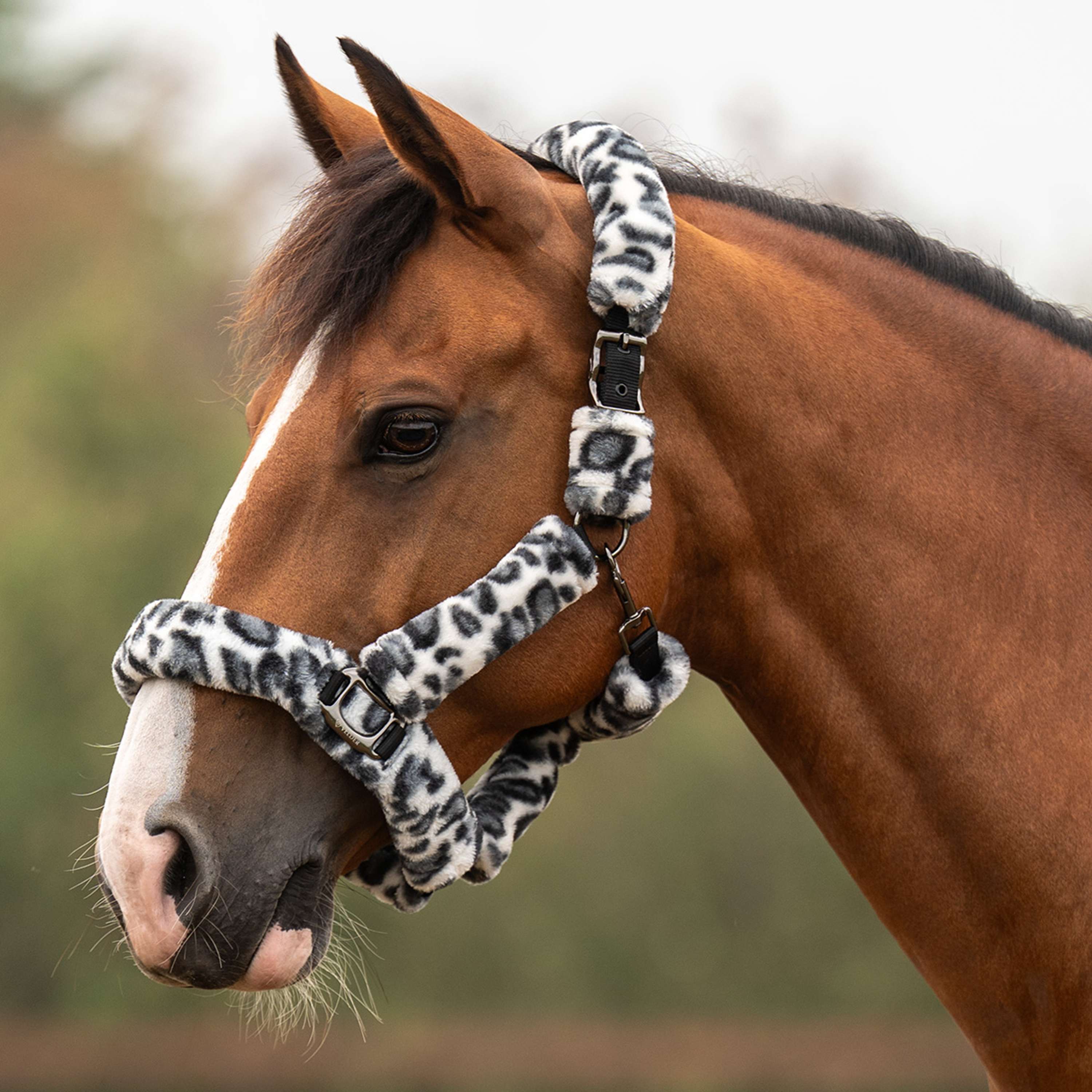Velder Horsewear Premium Halter Comfort Fur Snow Leopard Grey