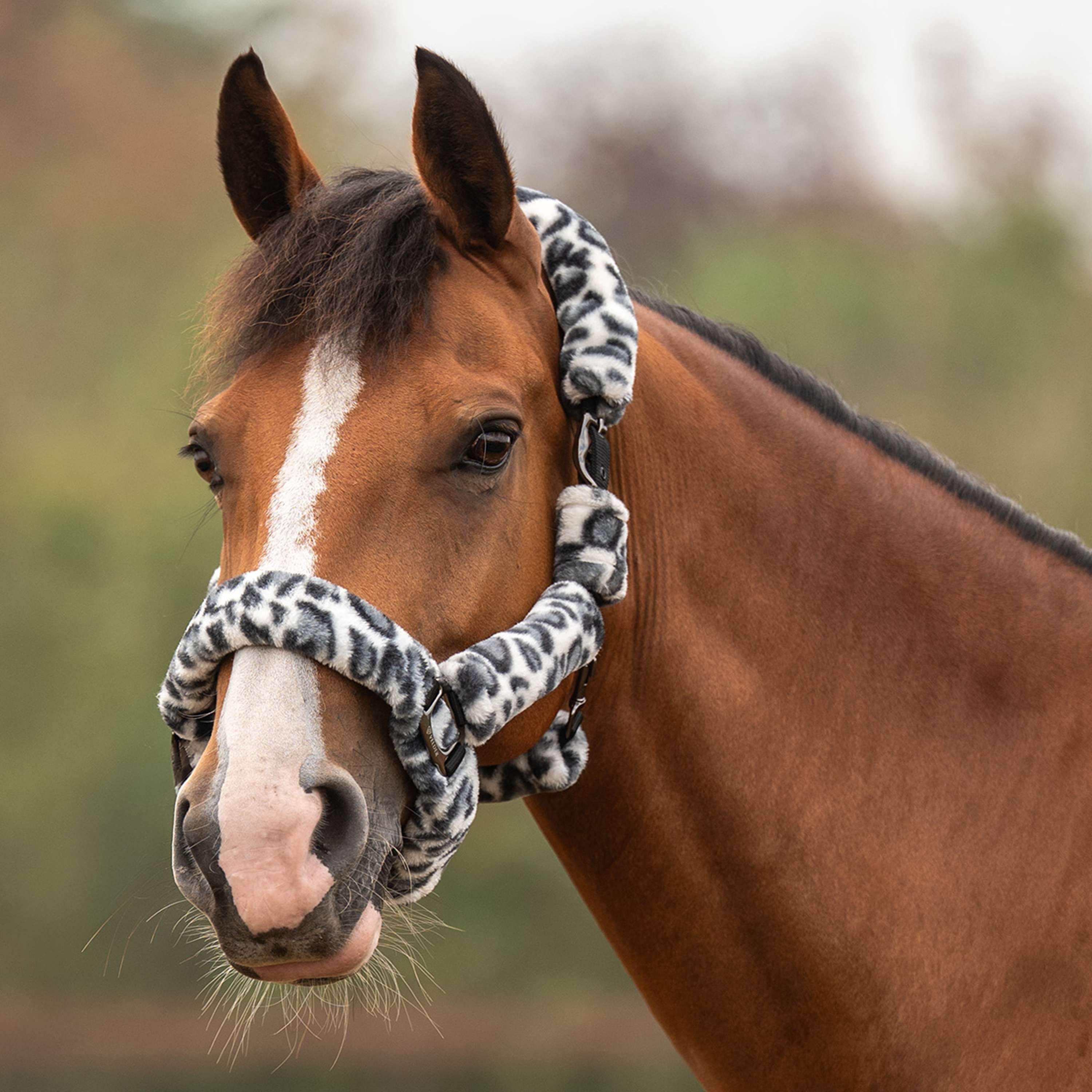 Velder Horsewear Premium Halter Comfort Fur Snow Leopard Grey