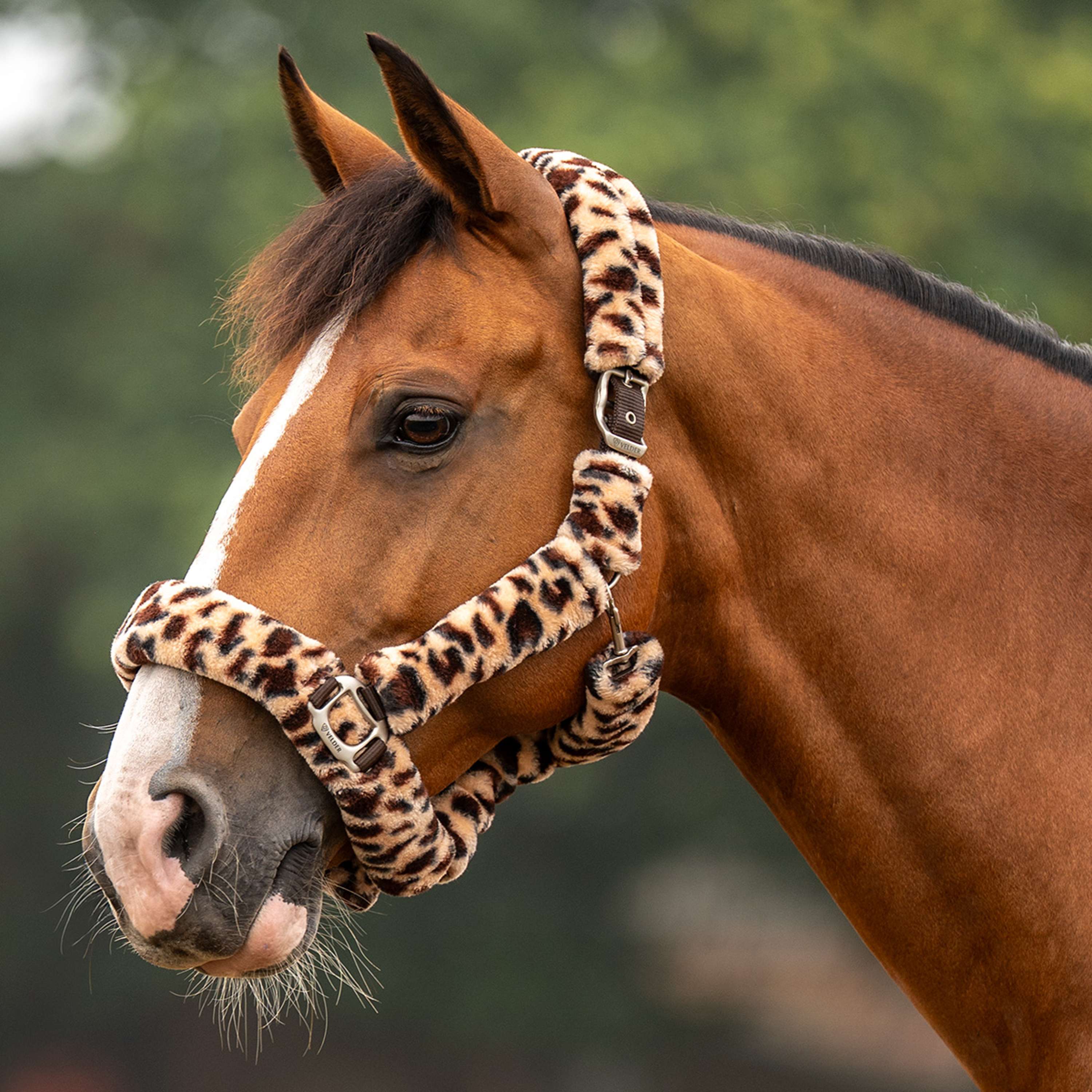 Velder Horsewear Premium Halter Comfort Fur Snow Leopard Brown