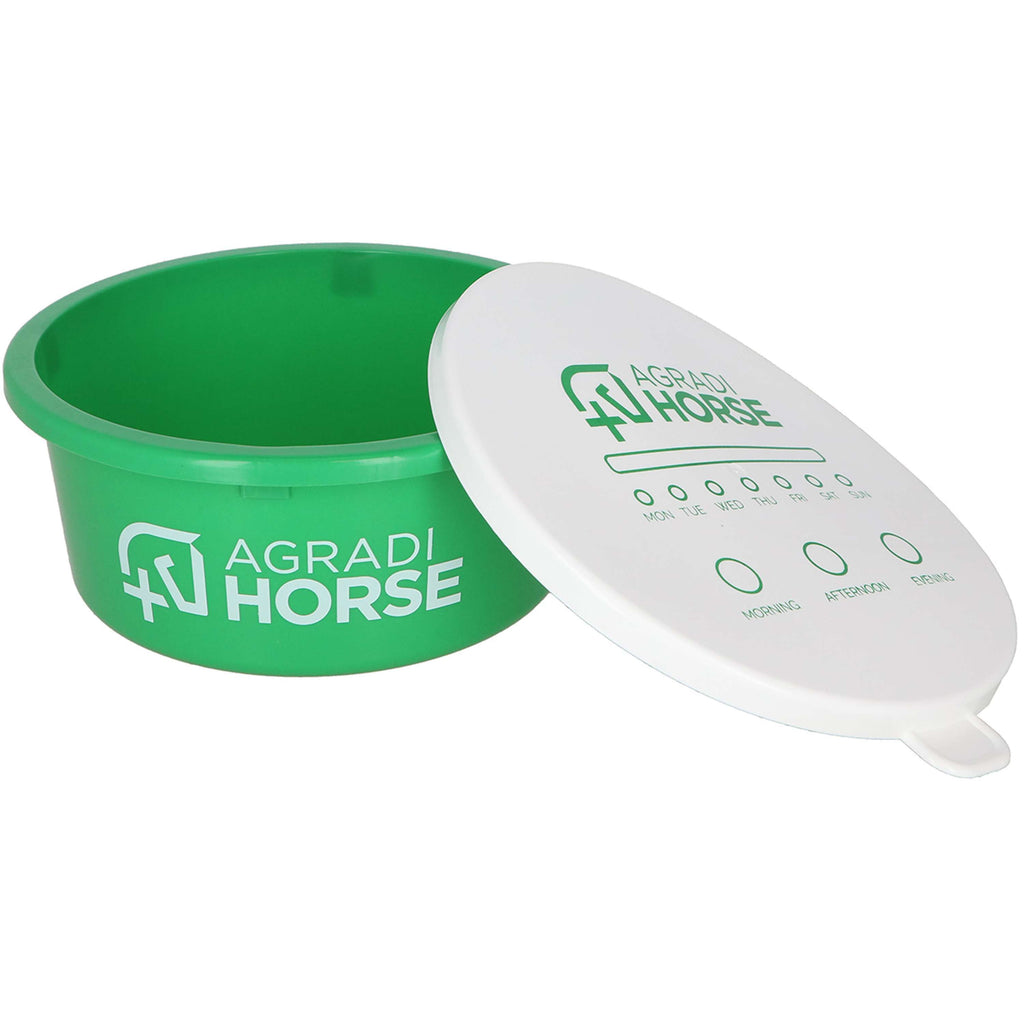 Agradi Horse Feeding Bowl with Lid Green