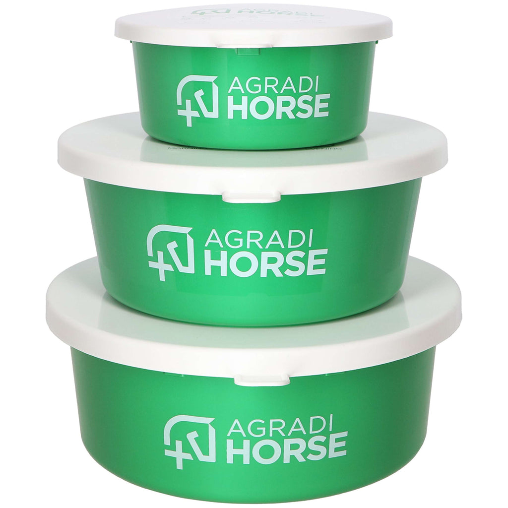 Agradi Horse Feeding Bowl with Lid Green