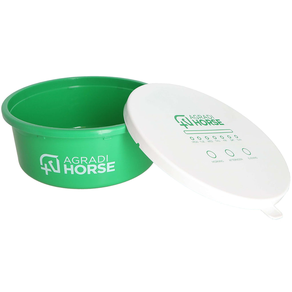 Agradi Horse Feeding Bowl with Lid Green