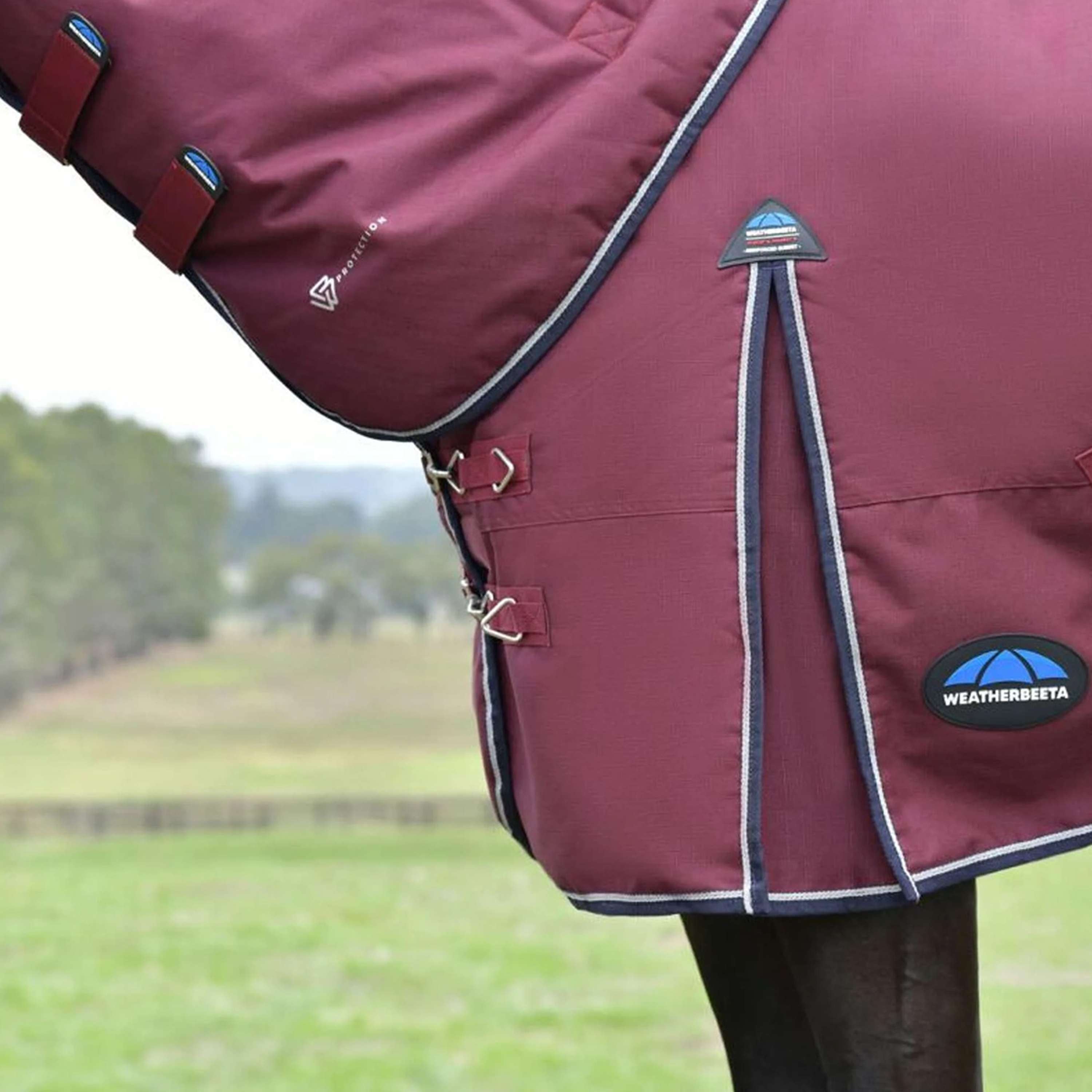 WeatherBeeta ComFiTec Essential Turnout Detach-A-Neck 50g Burgundy/Navy