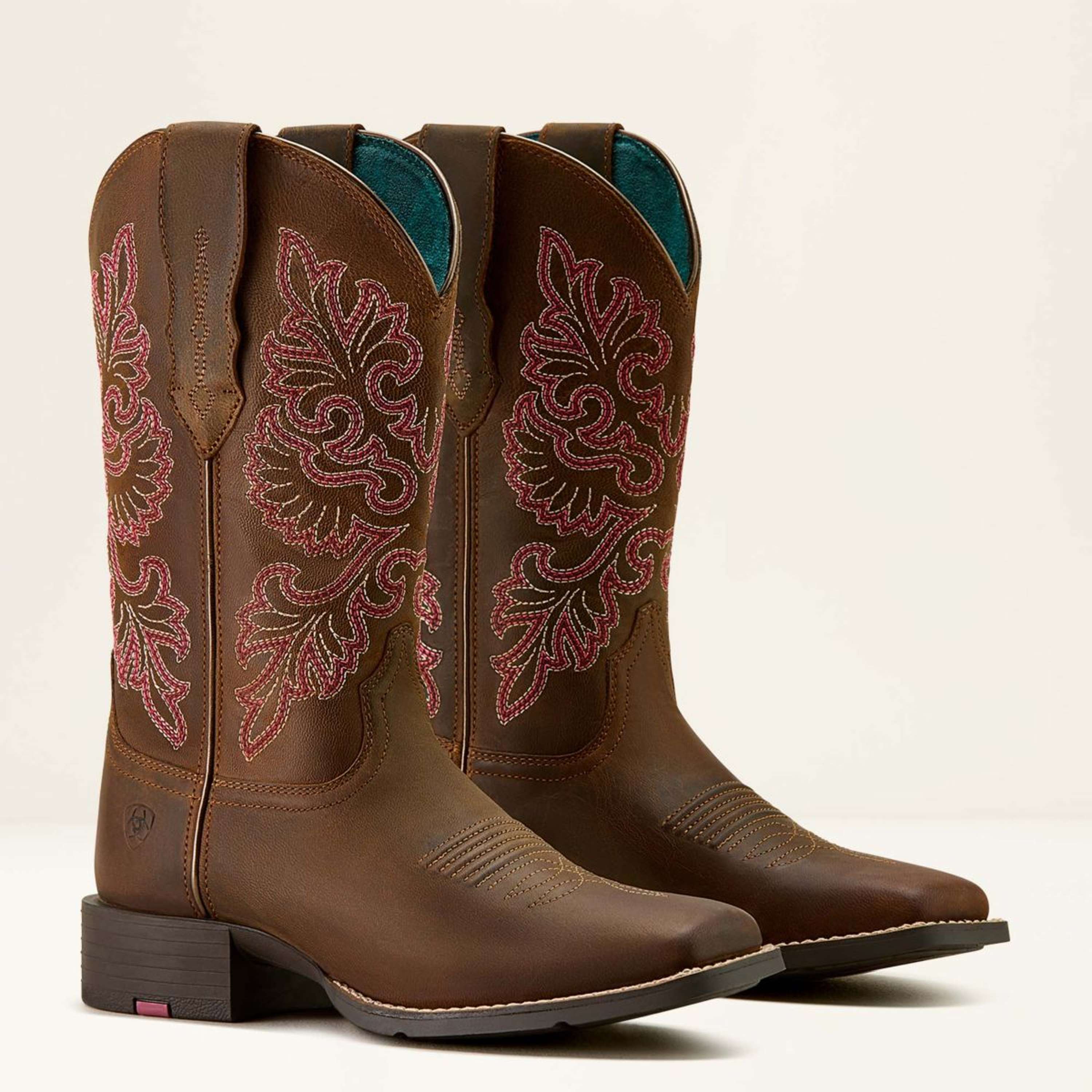 Ariat Western Boots Round Up Wide Square Toe Sassy Brown