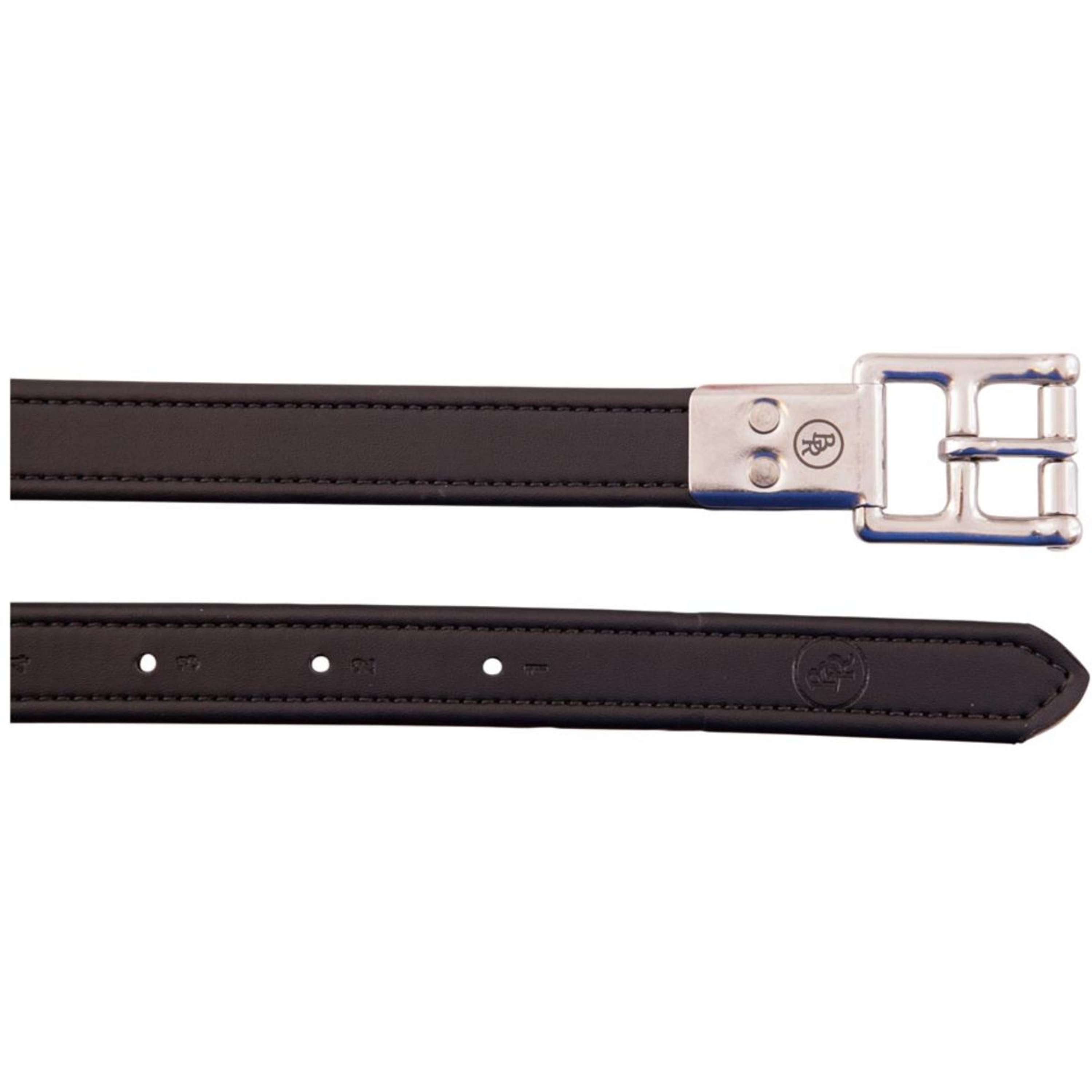 BR Stirrup Straps Leather Feel SS Flat Buckles Black
