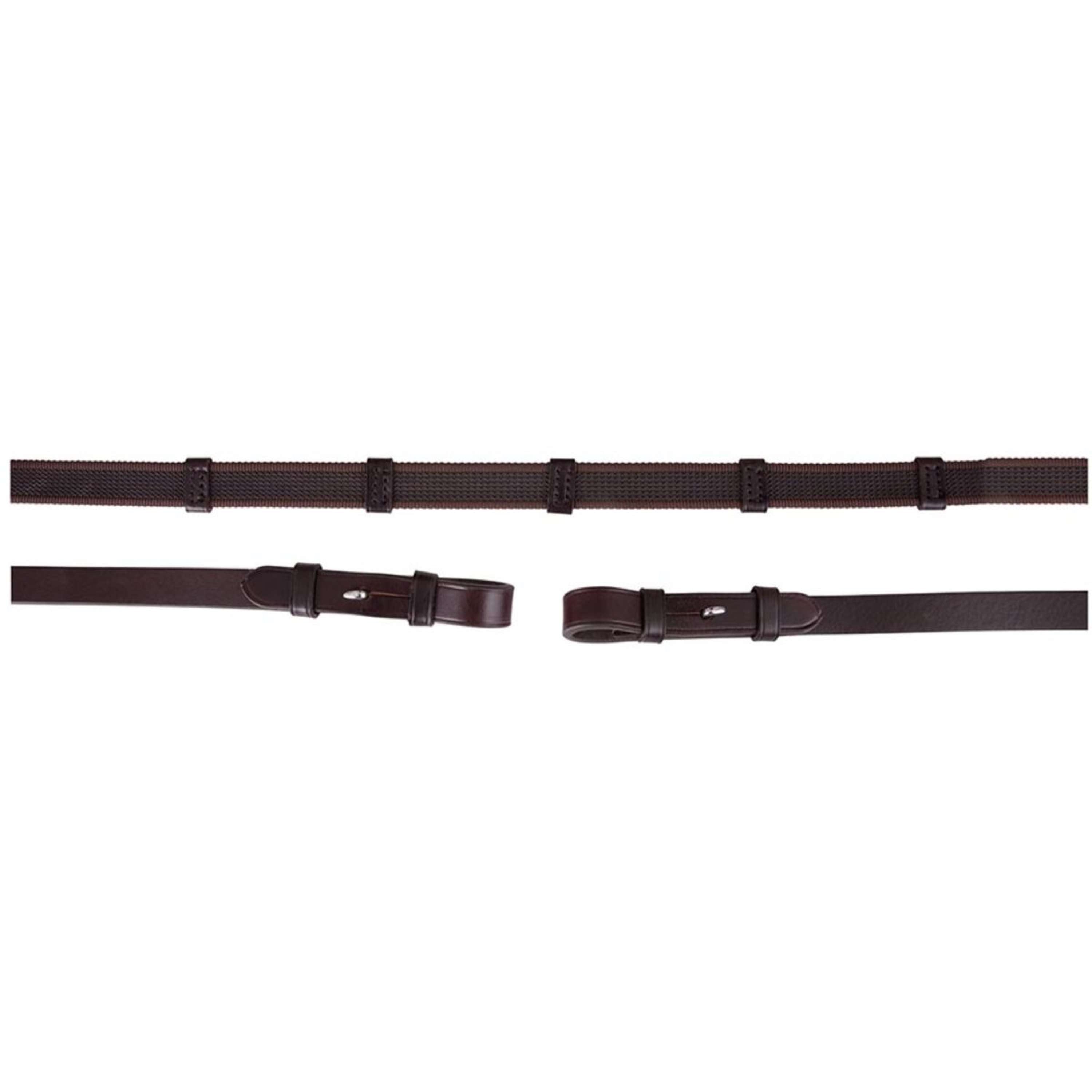 BR Rein Linen 19mm Anti-slip E Fastener Brown/Silver