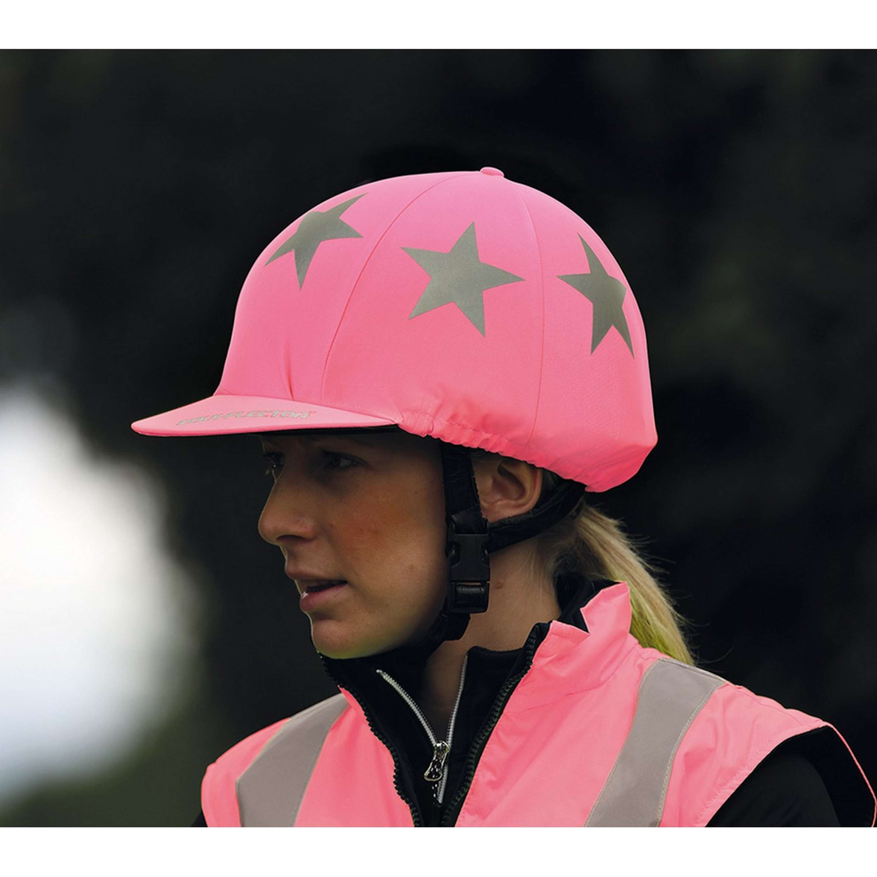 Equi-Flector by Shires Helmet Cover Team Pink