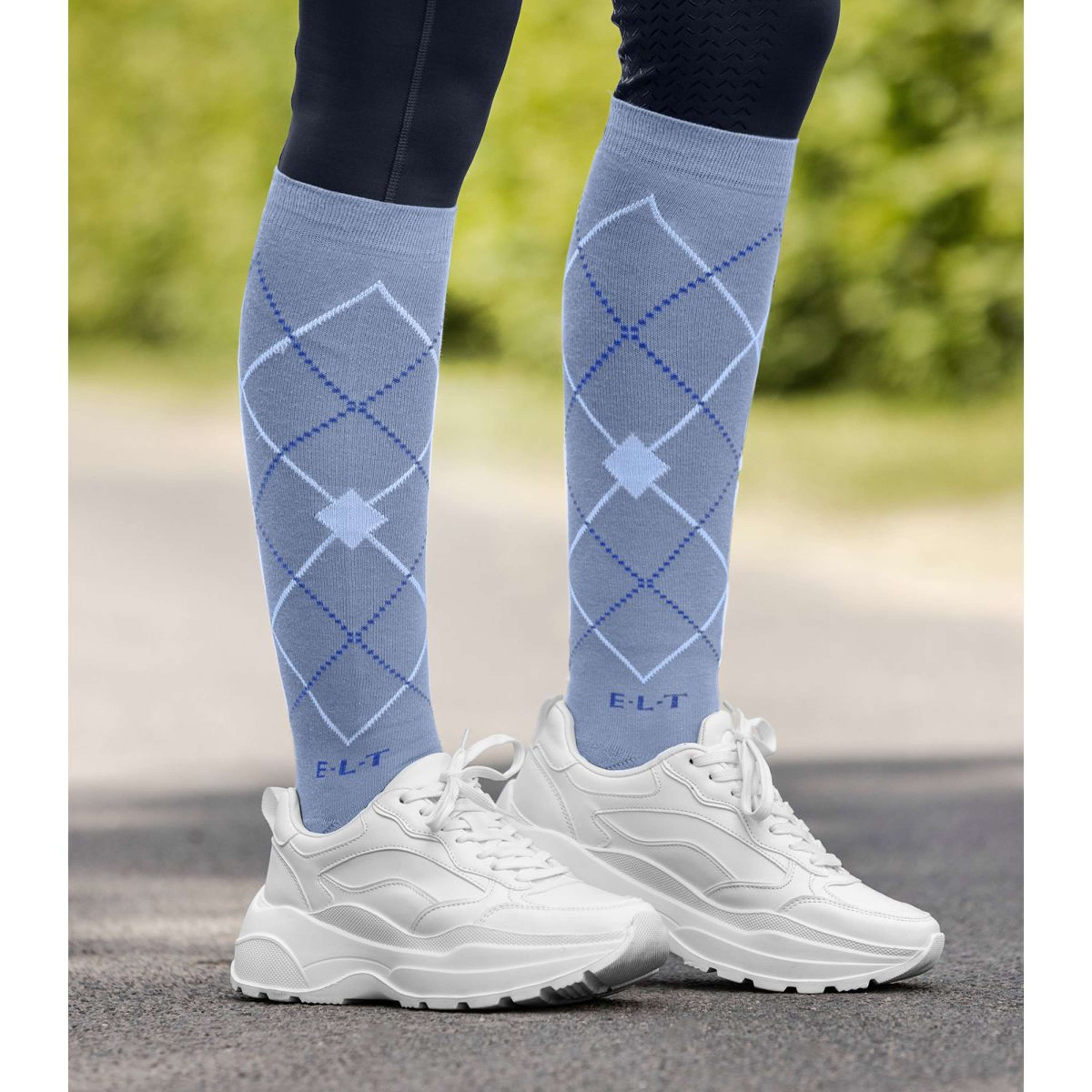 ELT Riding Socks Argyle Blue Grey