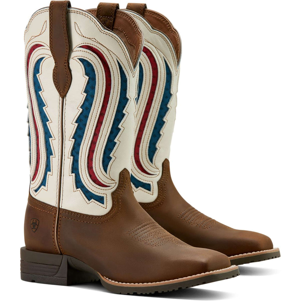 Ariat Western Boots Hybrid Ranchwork Venttek Women Distressed Brown/Crema