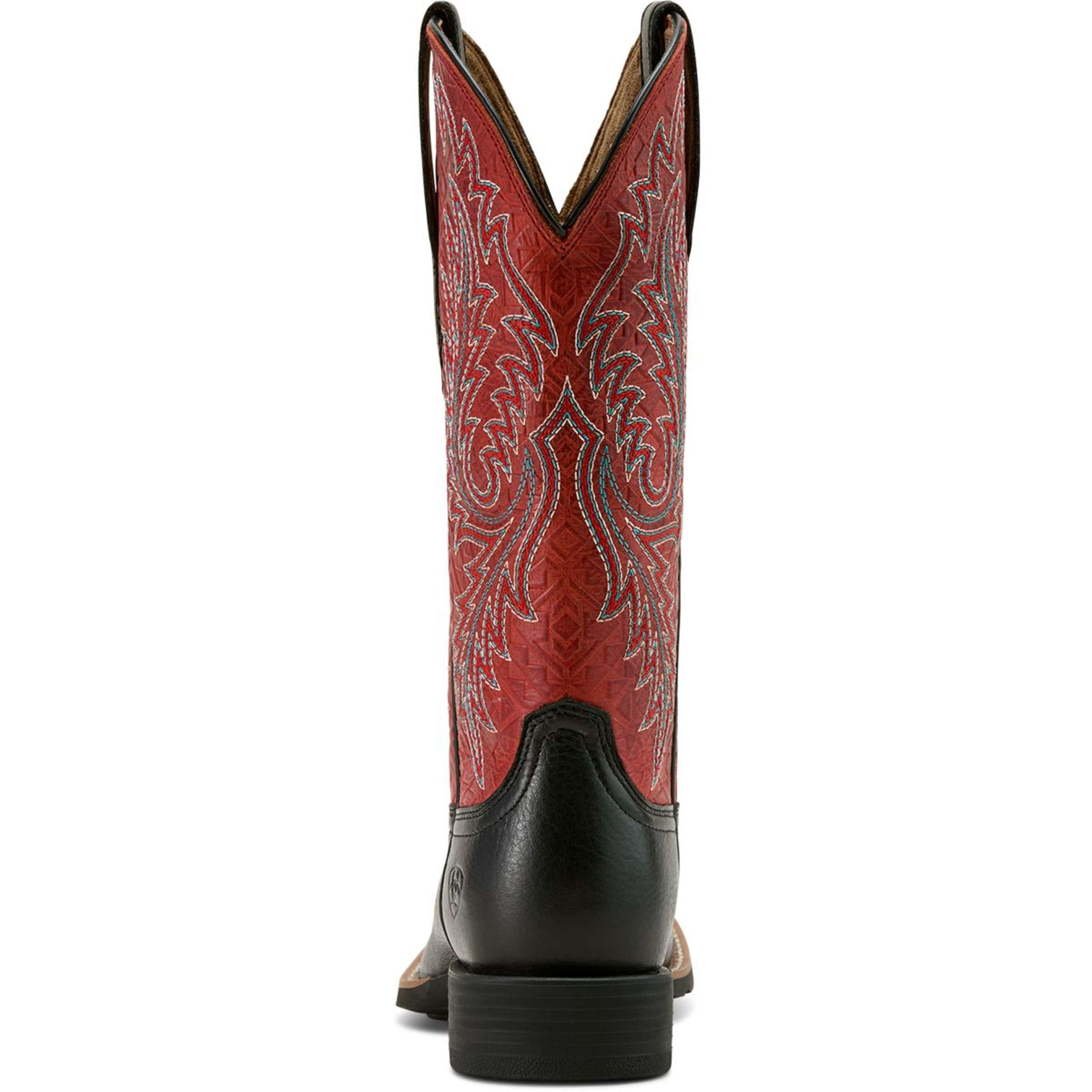 Ariat Western Boots Round Up Stretchfit Women Black Deertan/Garnet Emboss