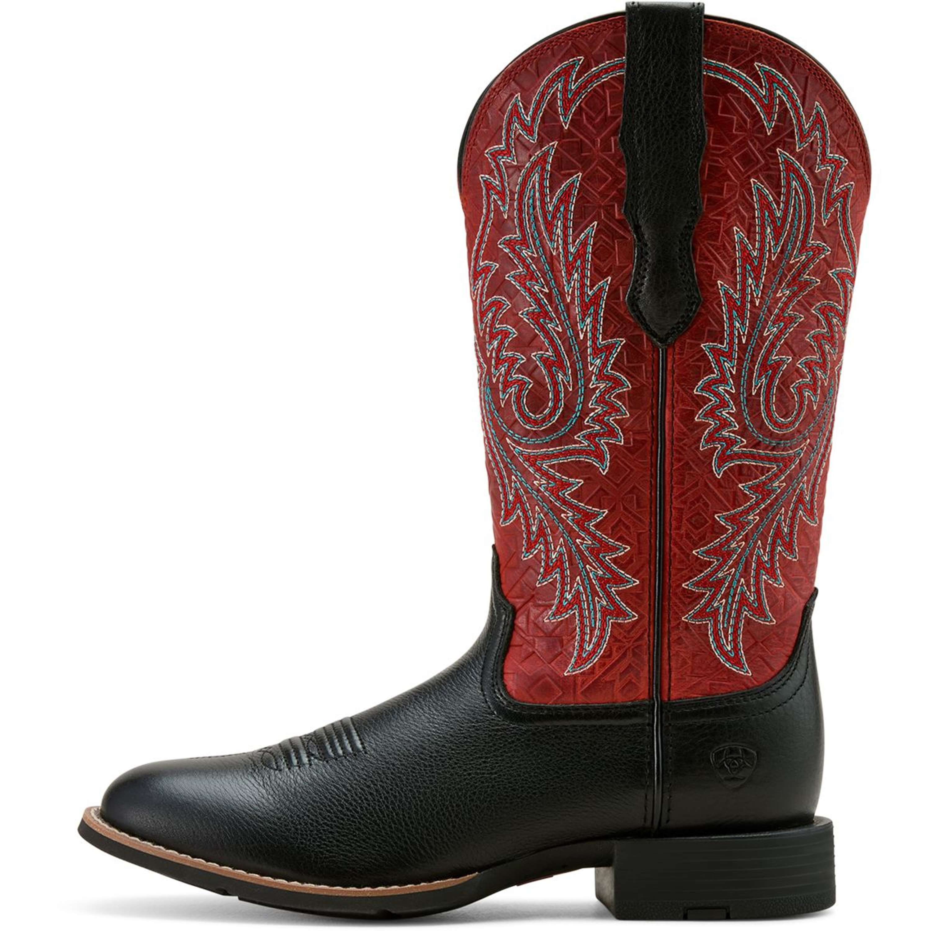 Ariat Western Boots Round Up Stretchfit Women Black Deertan/Garnet Emboss