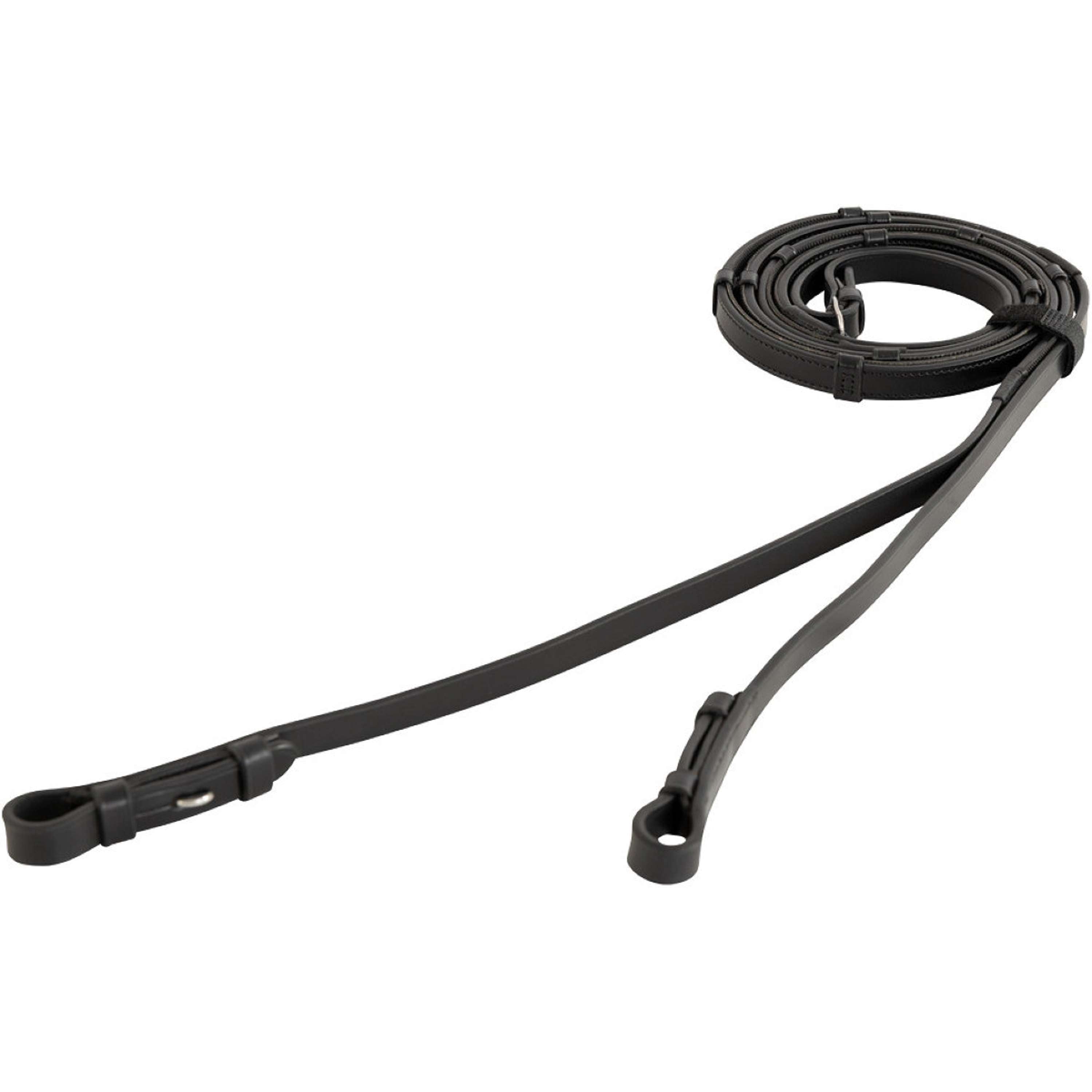 BR Reins Leather with Stoppers Black/Silver