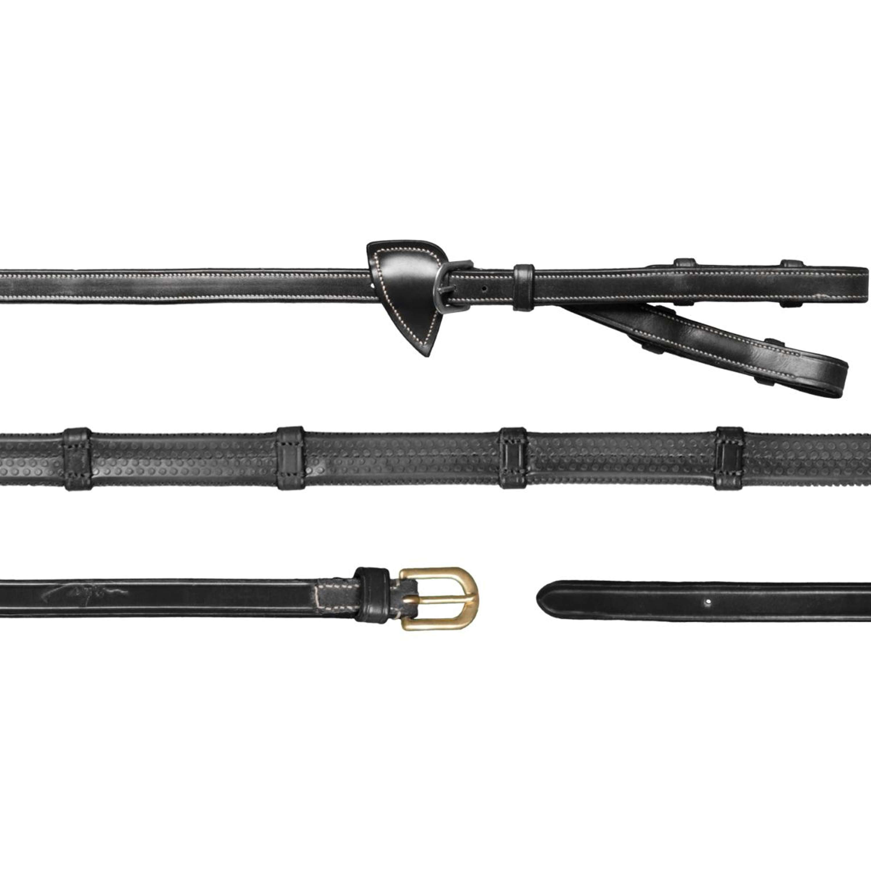 Dyon Reins Converter Rubber 1/2 with Leather Stoppers Black