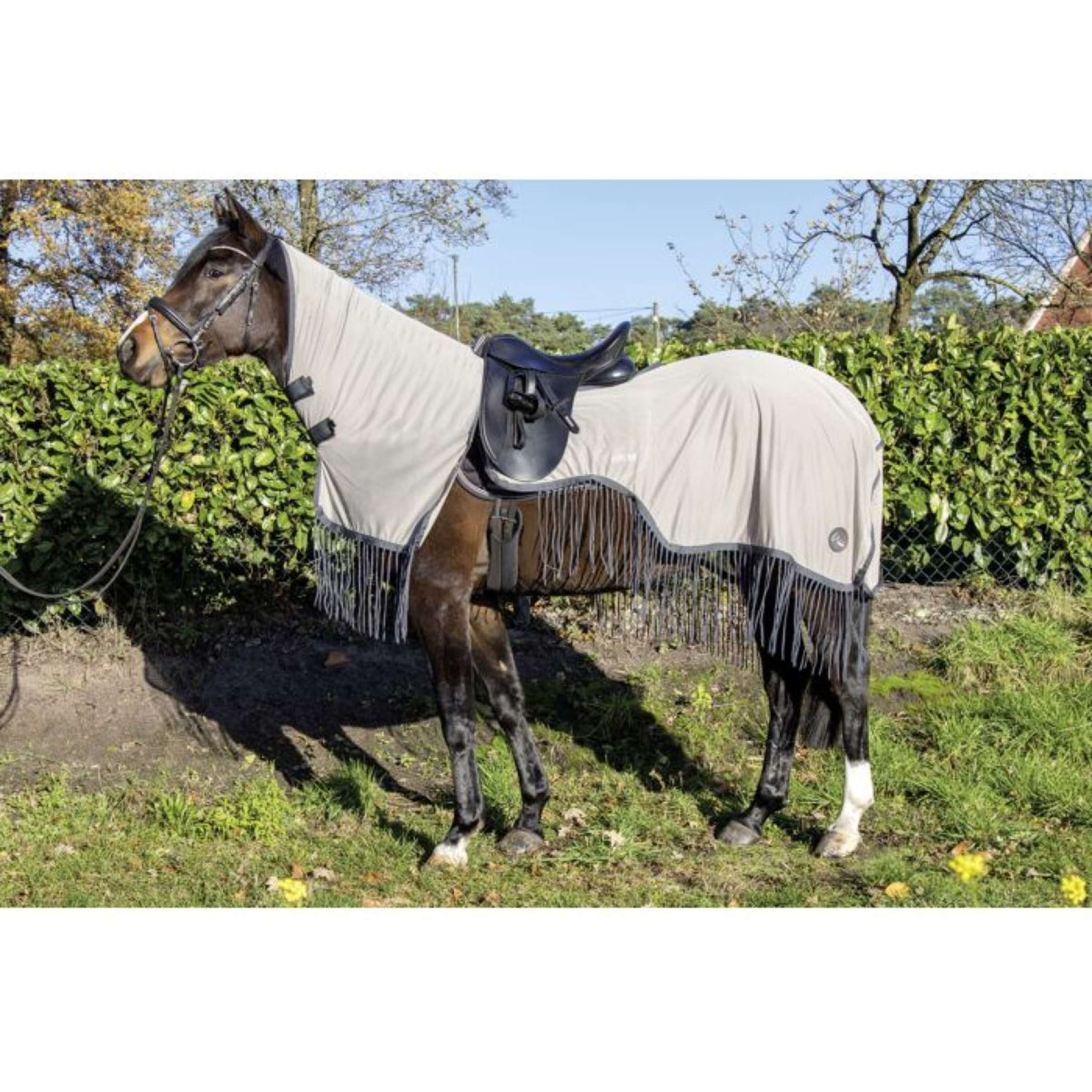 HKM Anti-Fly Exercize Rug Fringes Removable Neck Silver/Grey