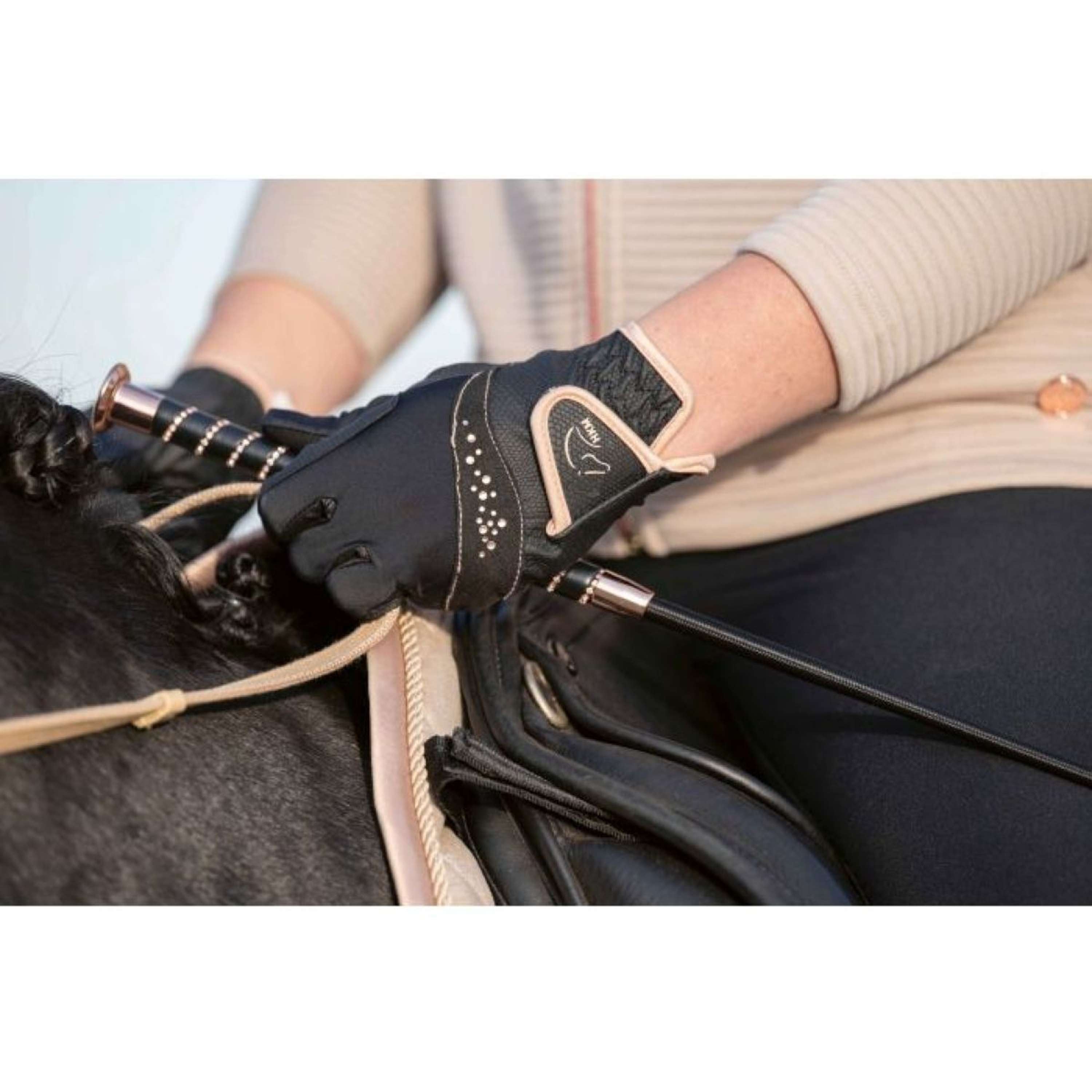 HKM Riding Gloves Rosegold Glamour Black