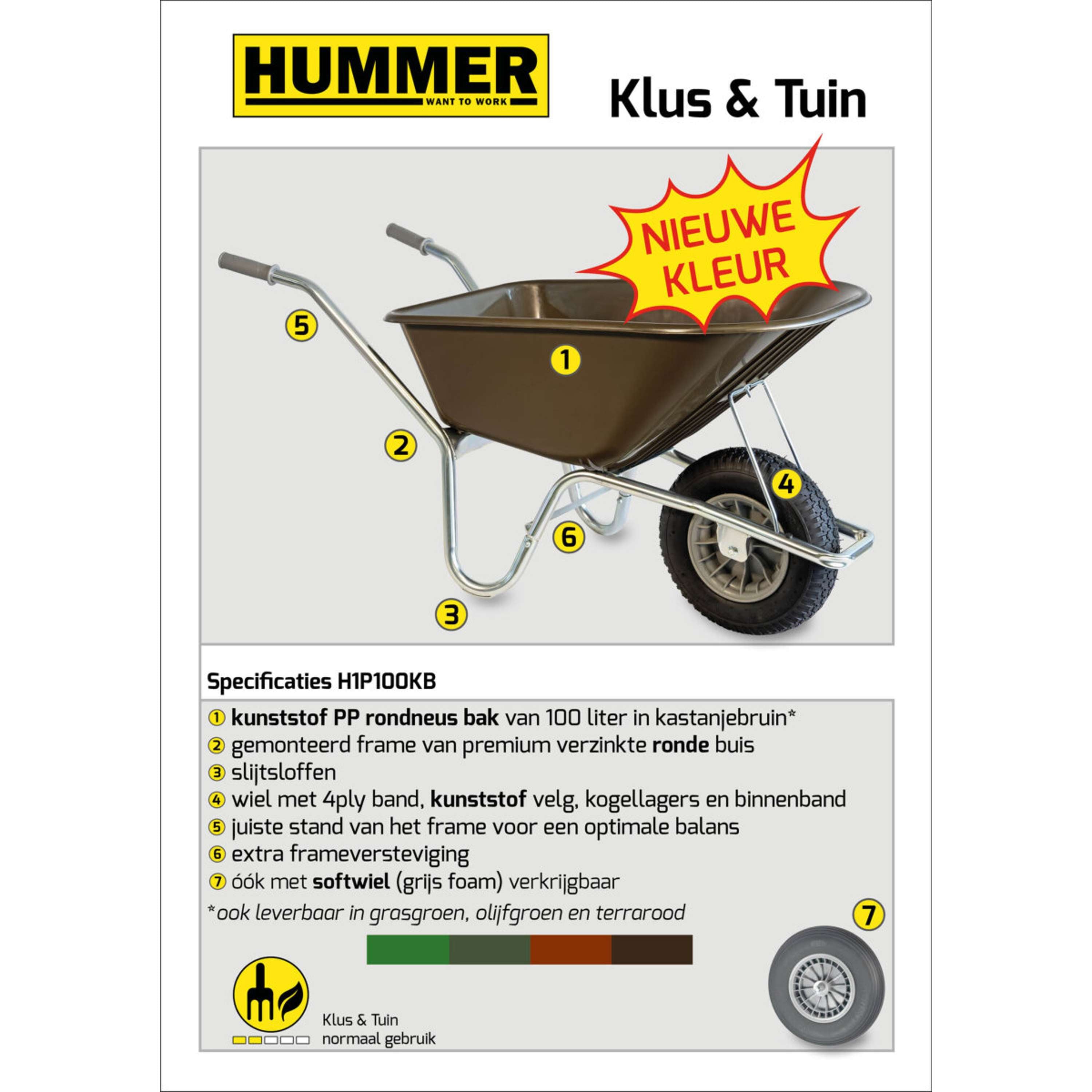 Hummer Wheelbarrow Pneumatic tyre maroon Brown