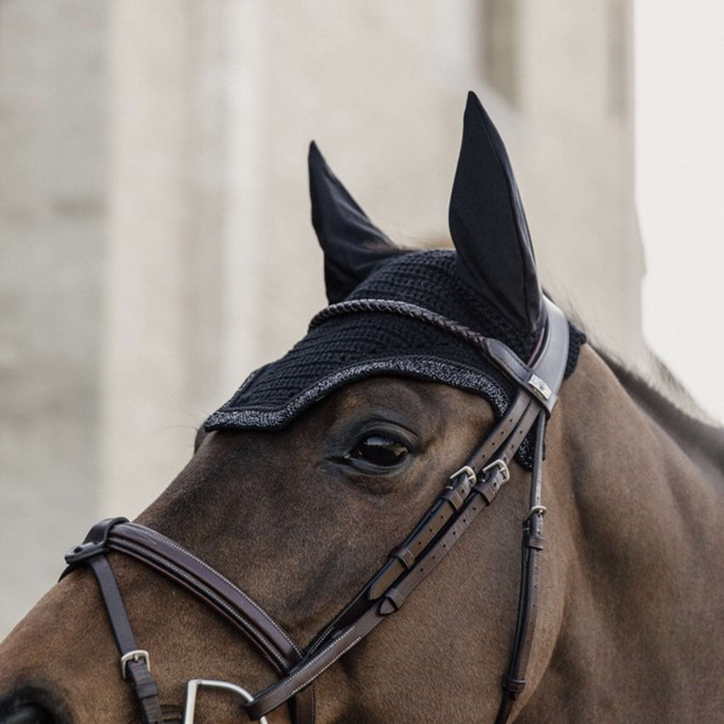 Kentucky Ear Bonnet Wellington Glitter Stone Black