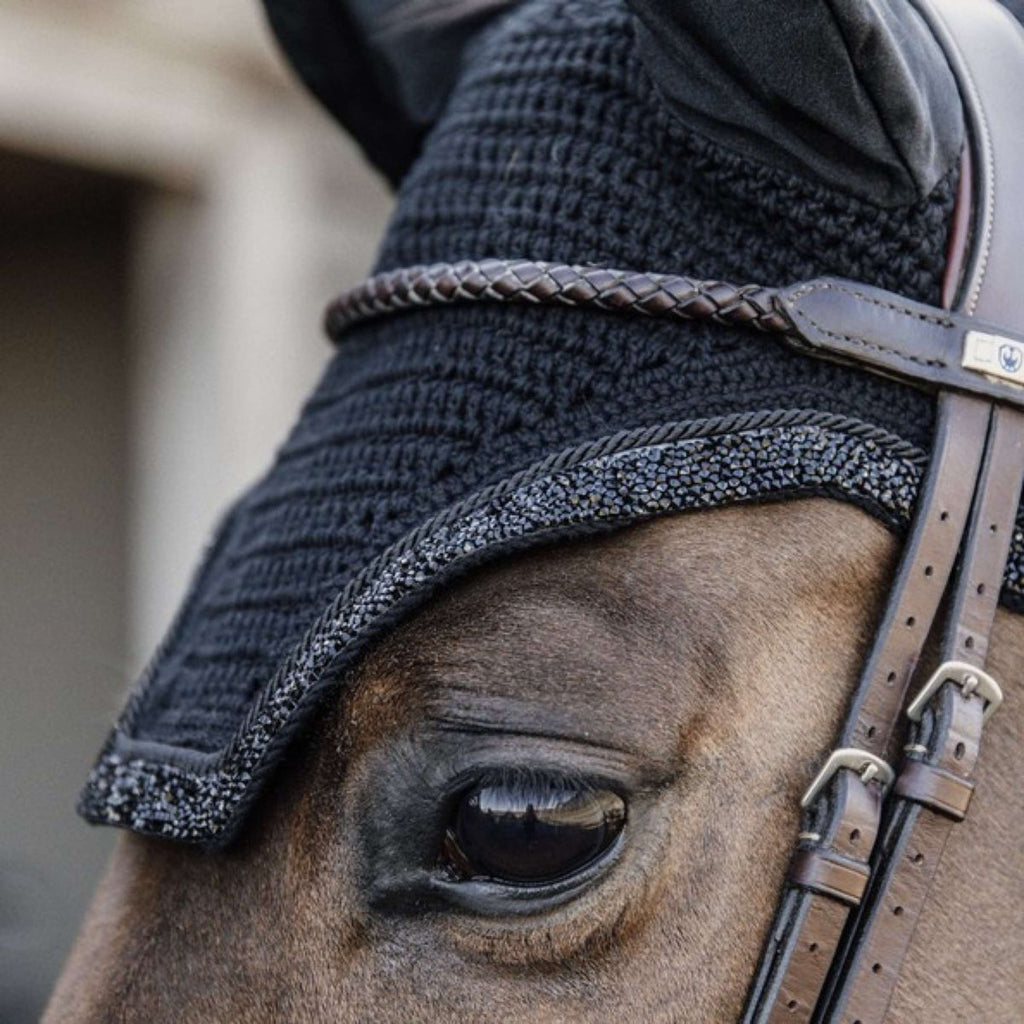 Kentucky Ear Bonnet Wellington Glitter Stone Black