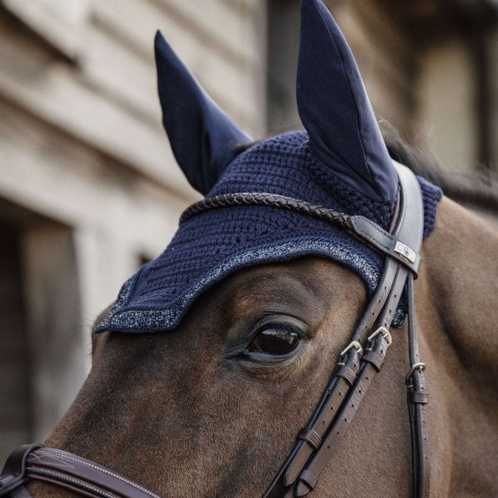 Kentucky Ear Bonnet Wellington Glitter Stone Dark Navy