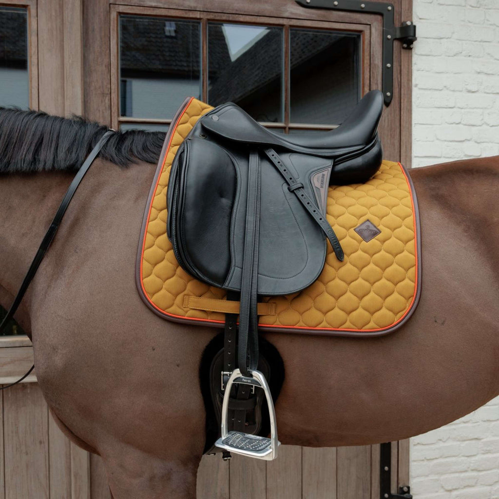 Kentucky Horsewear Saddlepad Onion Quilt Leather Neon Dressage Kaki