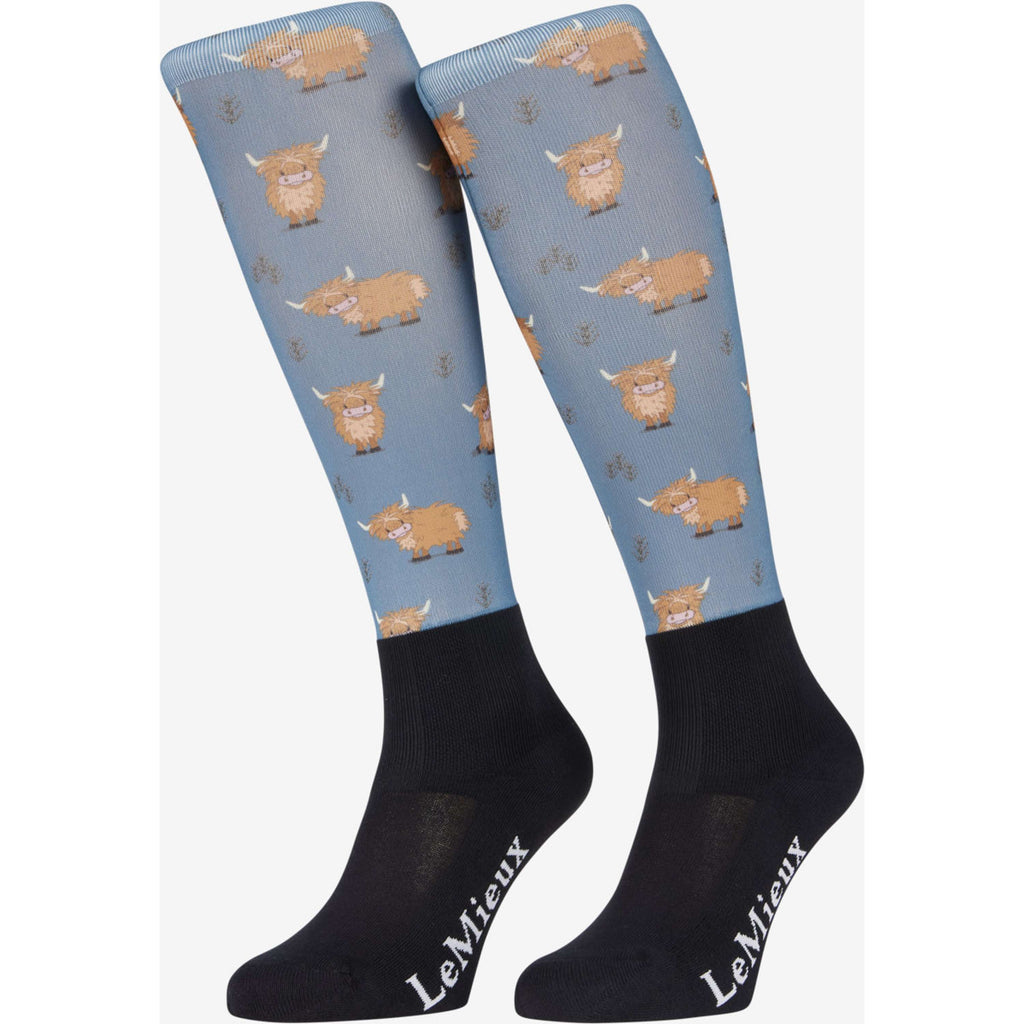 LeMieux Riding Socks Footsie Highland Cow/Aloe