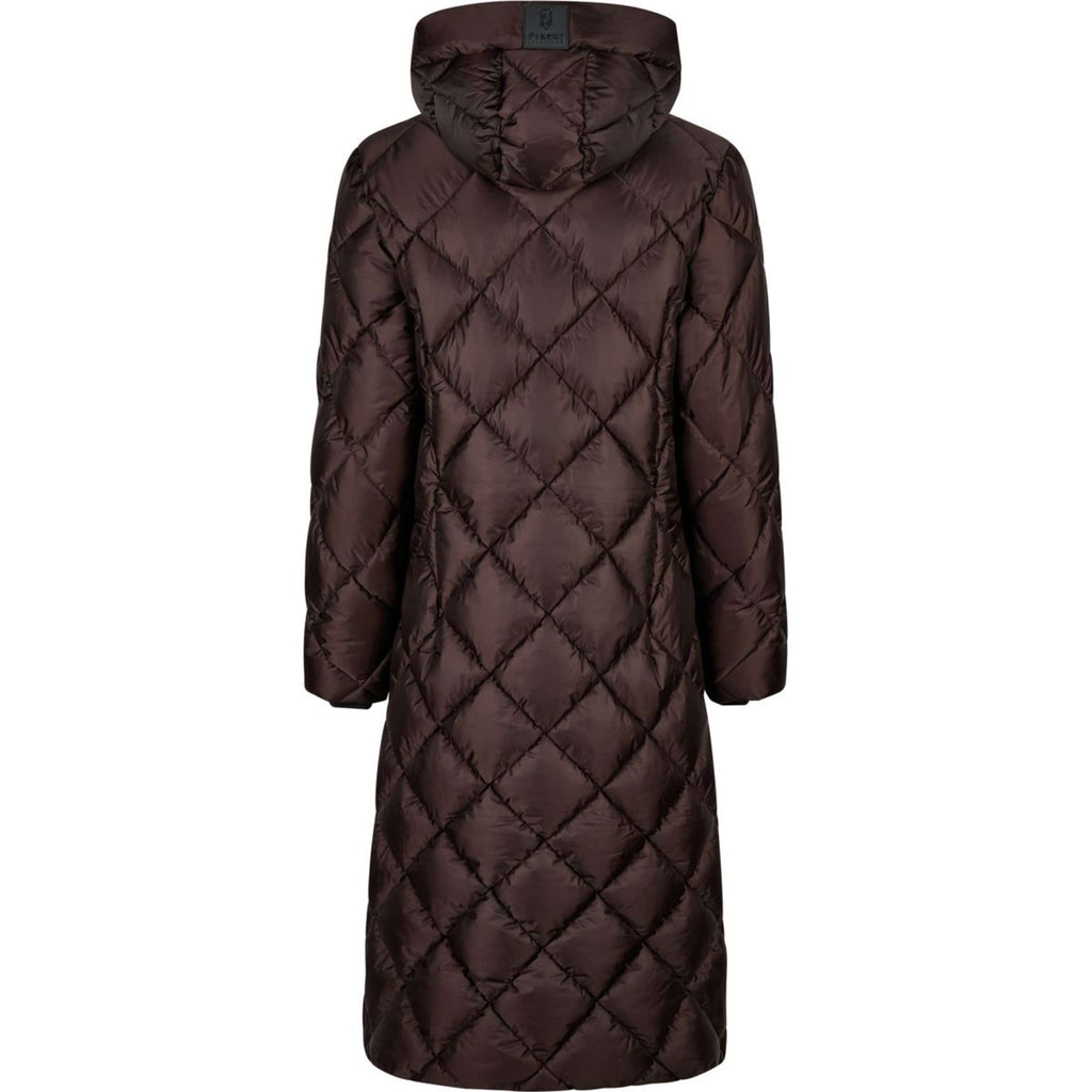 Pikeur Long Coat QuiltDiamond Selection AW26 Chocolate Brown
