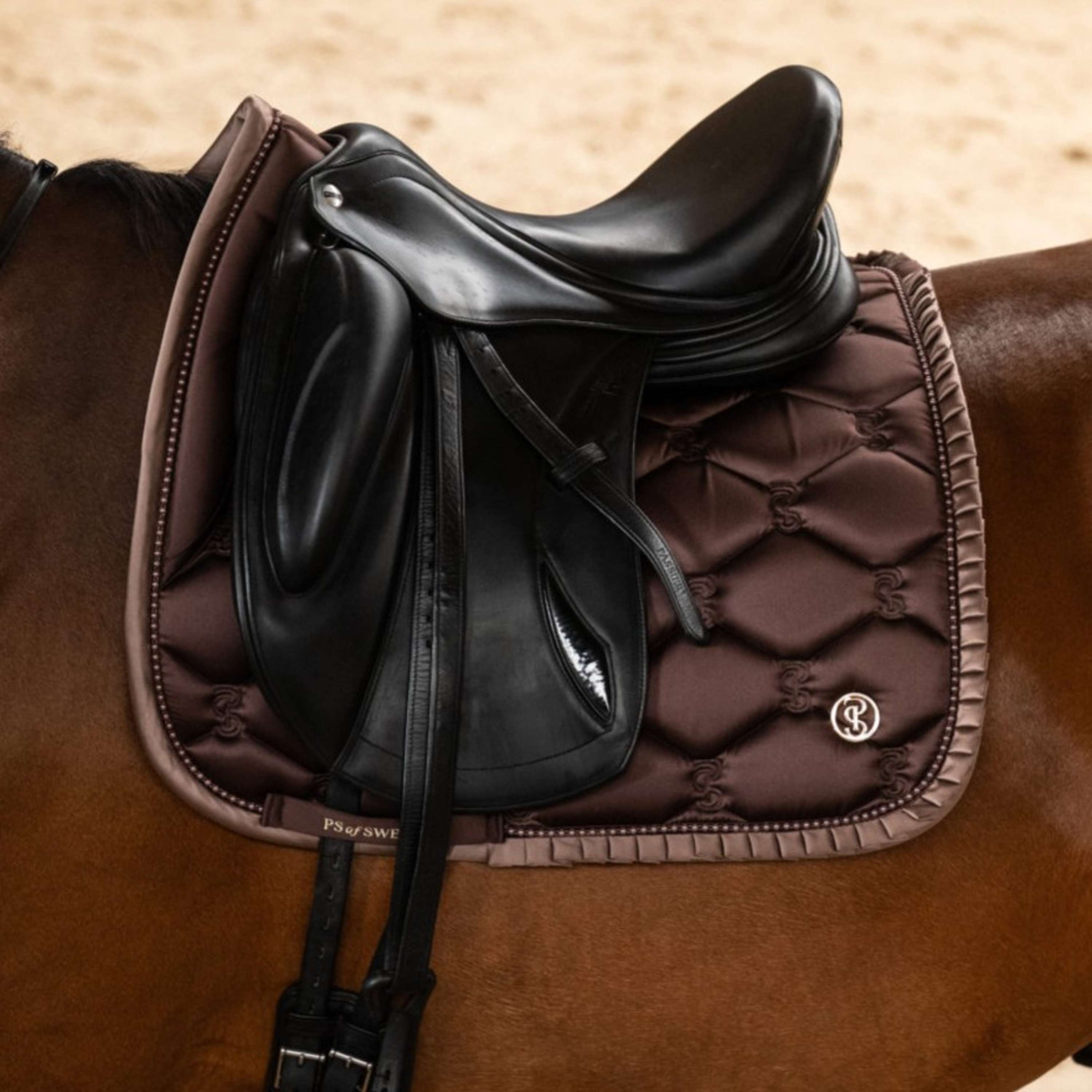 PS of Sweden Saddlepad Ruffle Pearl Dressage Earth Brown