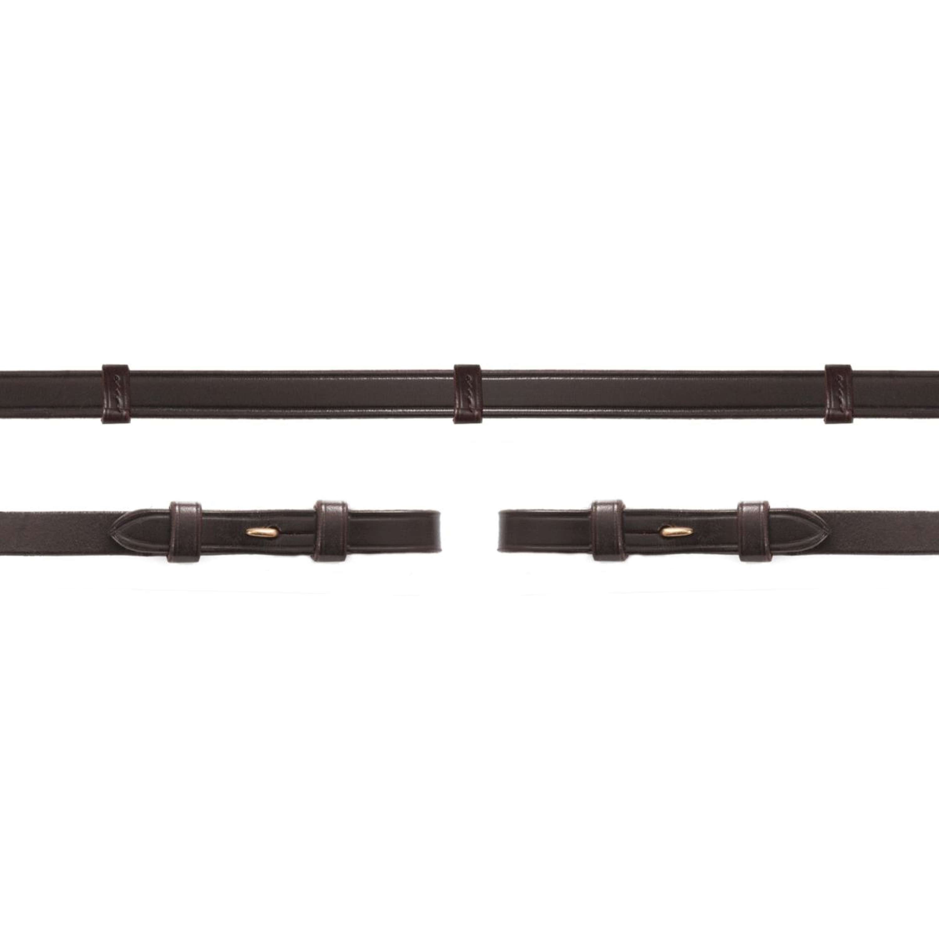 Schockemöhle Reins Smooth Leather with Stoppers DarkBrown/Gold
