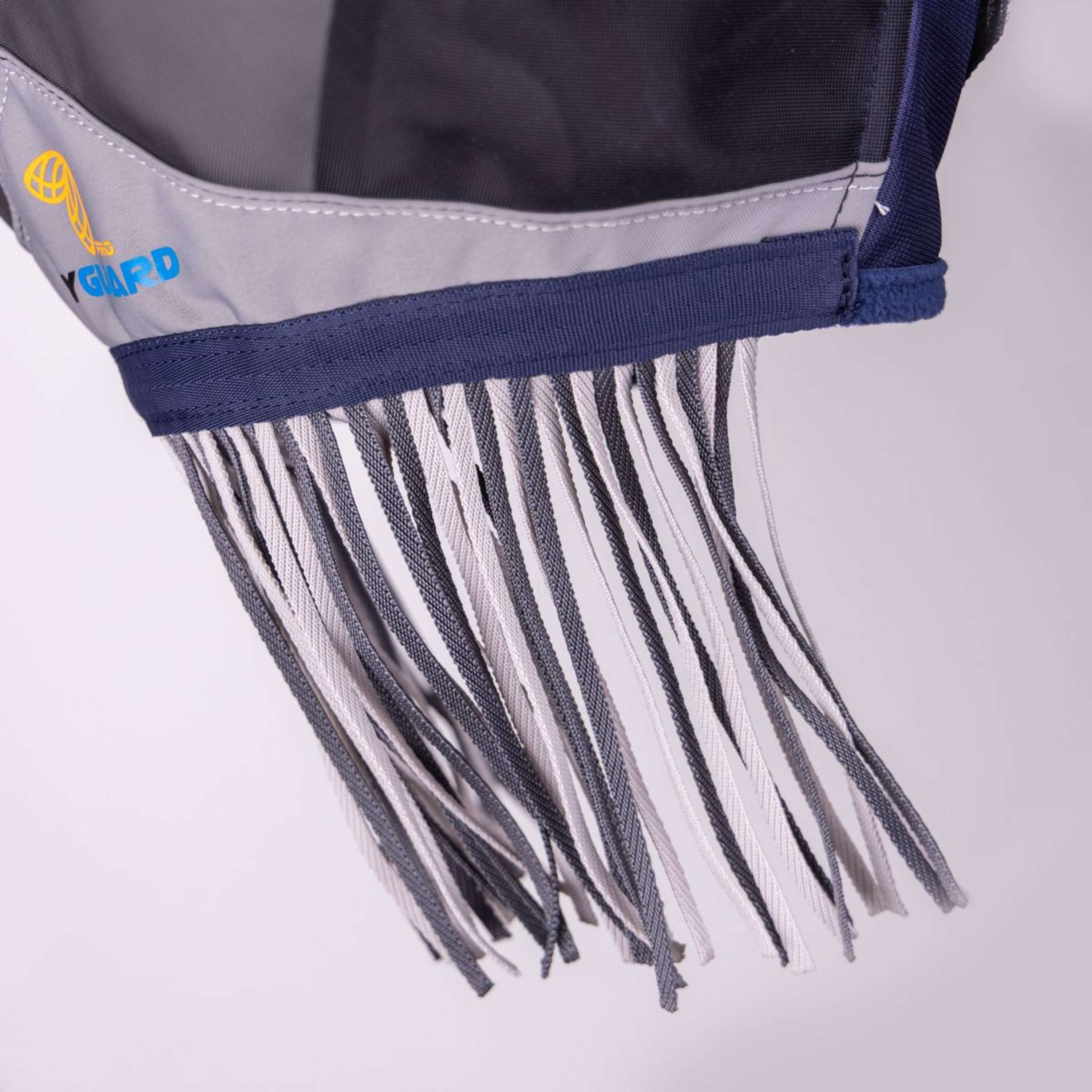 FlyGuard by Shires Fly Mask Pro Fine Mesh Earless with Fringe Navy